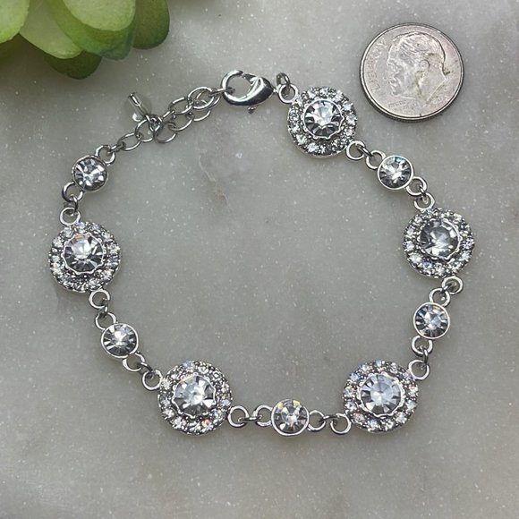 Napier 5 Stone Sparkling Crystal Chain Bracelet - Picture 3 of 5